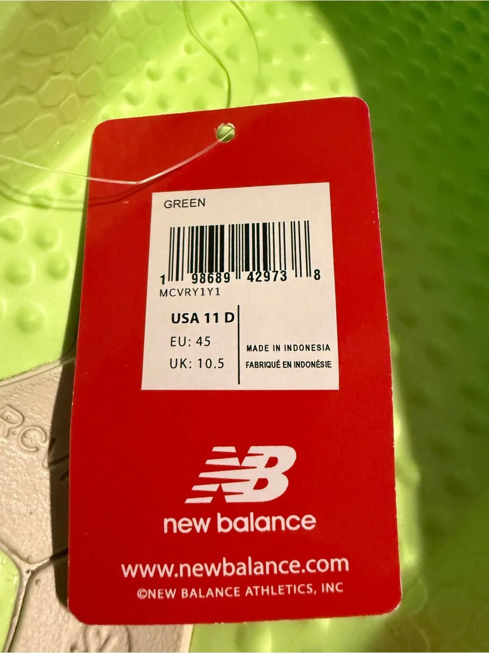 New Balance Mens Neon Lime Recovery Slides size 11